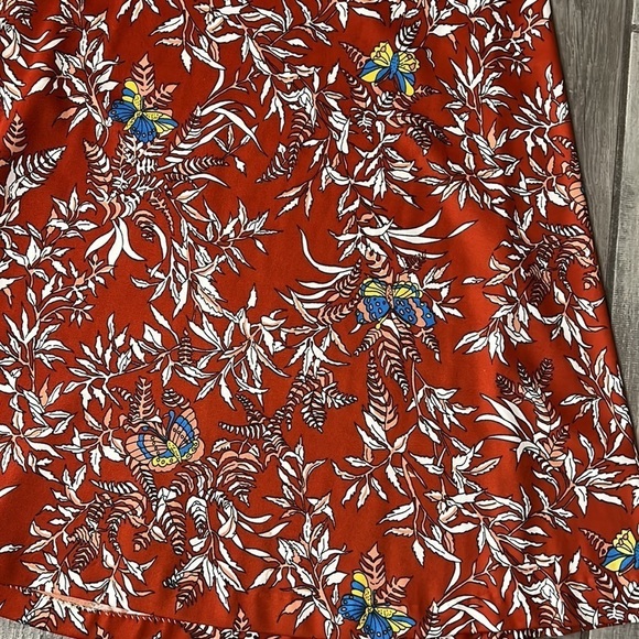 RAFFLES VINTAGE 1970s burnt orange butterfly botanical a line midi skirt plus - Picture 3 of 6